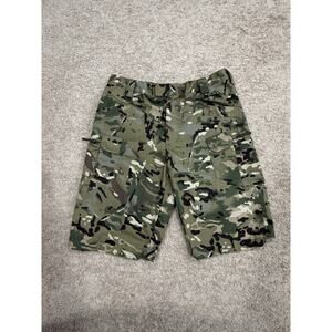 ESDY Cargo Shorts Mens Large Stretch Green Camo Military Grunge Hiking
